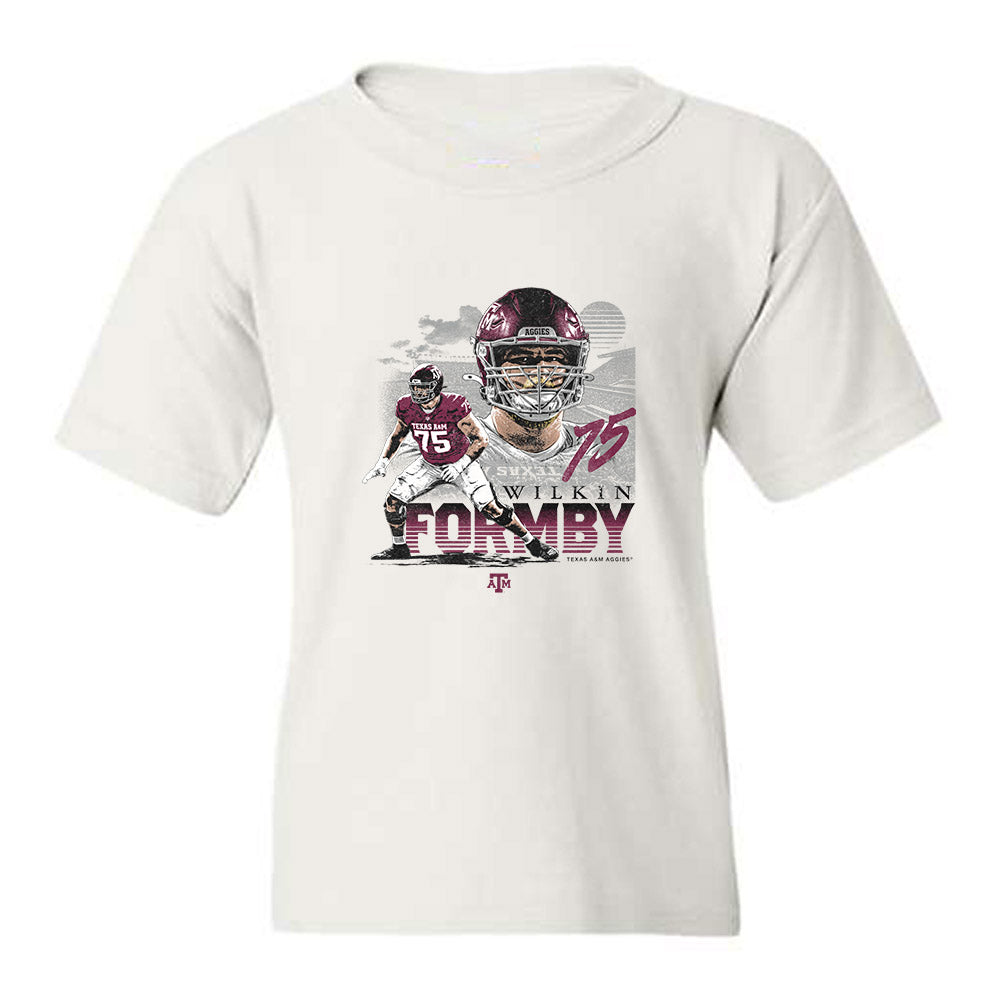 Texas A&M - NCAA Football : Wilkin Formby - Collage Youth T-Shirt-0