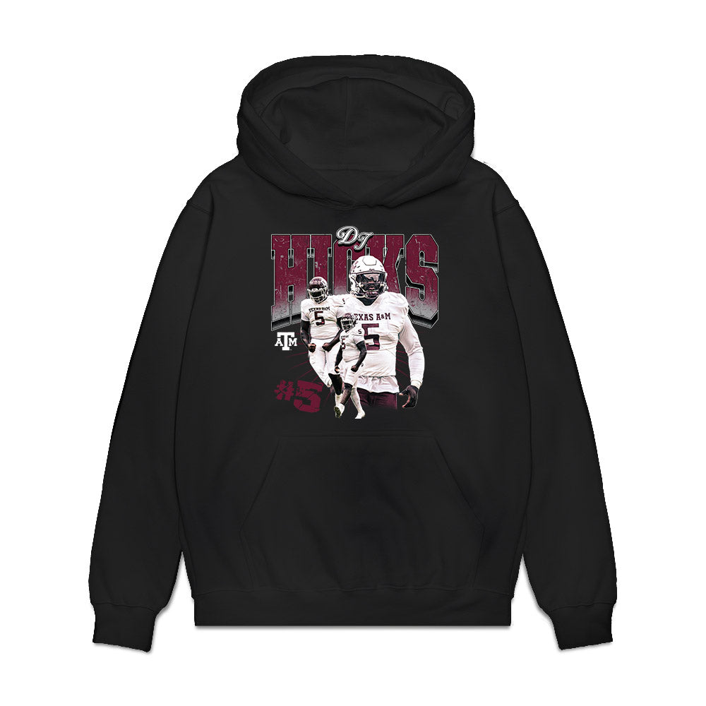 Texas A&M - NCAA Football : DJ Hicks - Collage Premium Hooded Sweatshirt-0