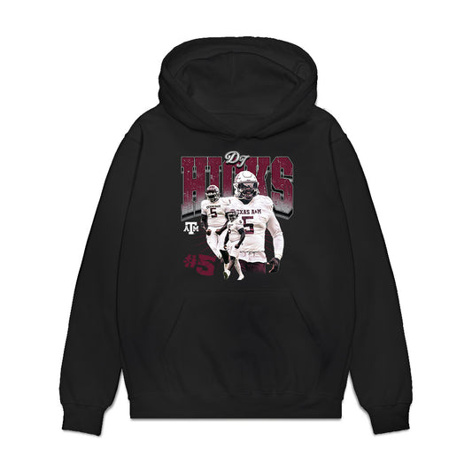 Texas A&M - NCAA Football : DJ Hicks - Collage Premium Hooded Sweatshirt-0