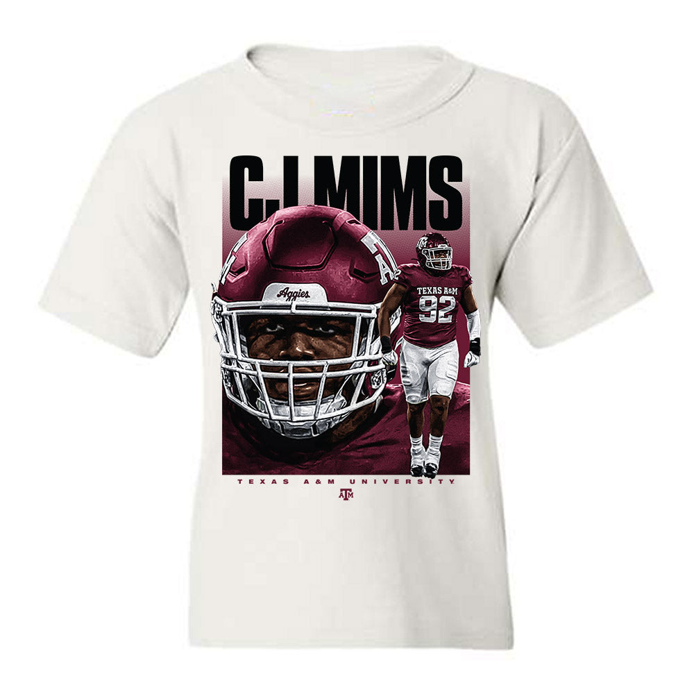 Texas A&M - NCAA Football : CJ Mims - Collage Youth T-Shirt-0