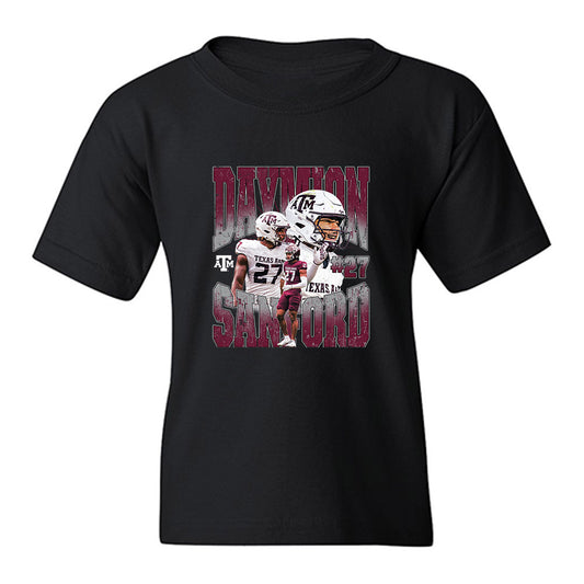 Texas A&M - NCAA Football : Daymion Sanford - Collage Youth T-Shirt-0