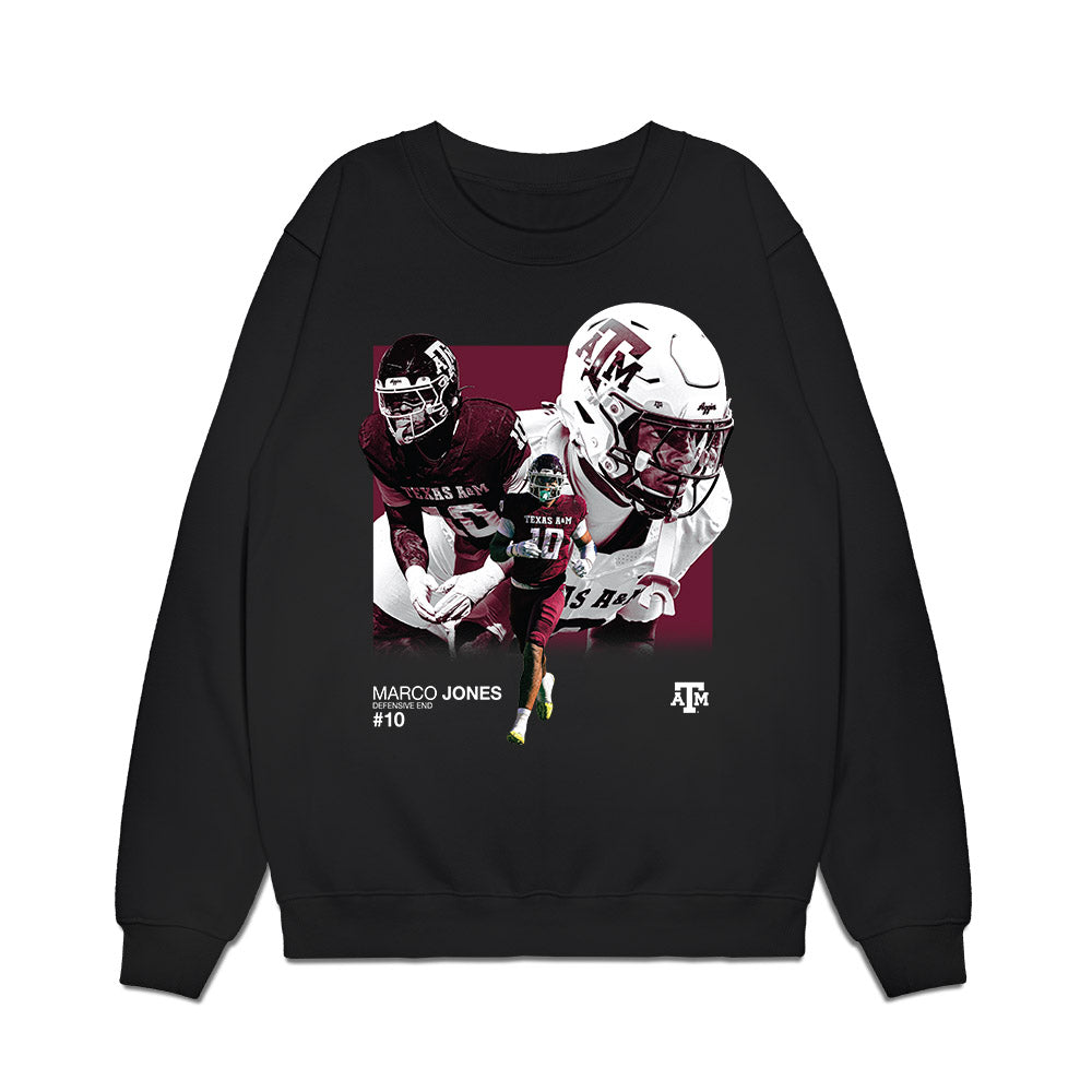 Texas A&M - NCAA Football : Marco Jones - Collage Premium Crewneck Sweatshirt-0