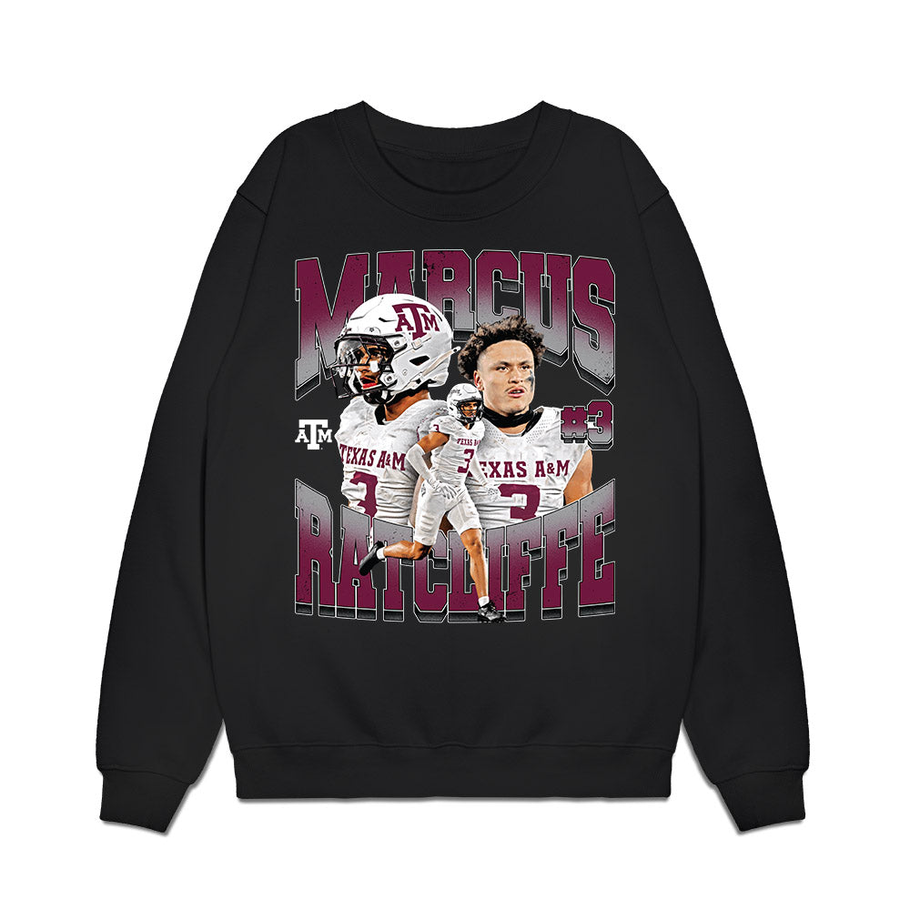 Texas A&M - NCAA Football : Marcus Ratcliffe - Collage Premium Crewneck Sweatshirt-0