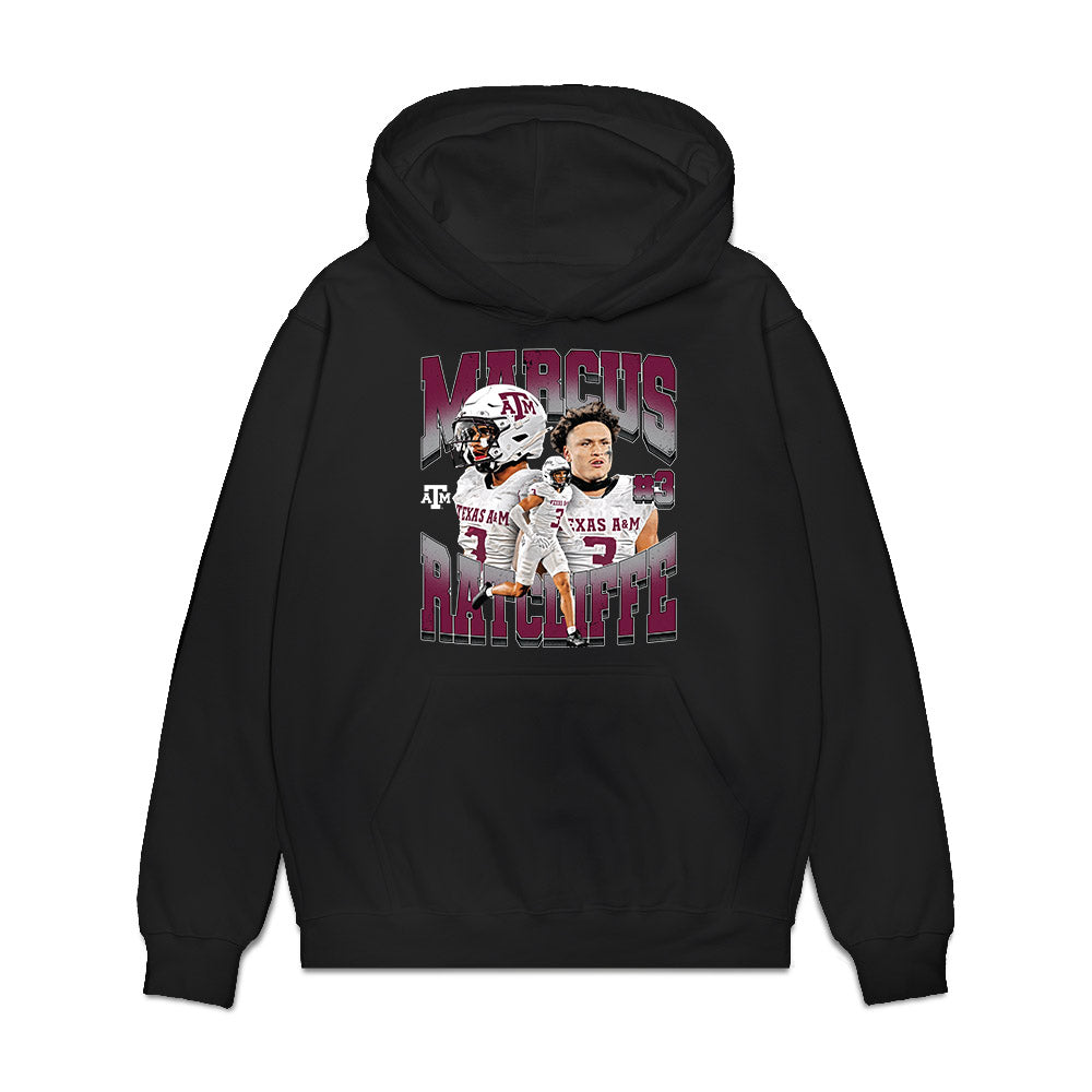 Texas A&M - NCAA Football : Marcus Ratcliffe - Collage Premium Hooded Sweatshirt-0
