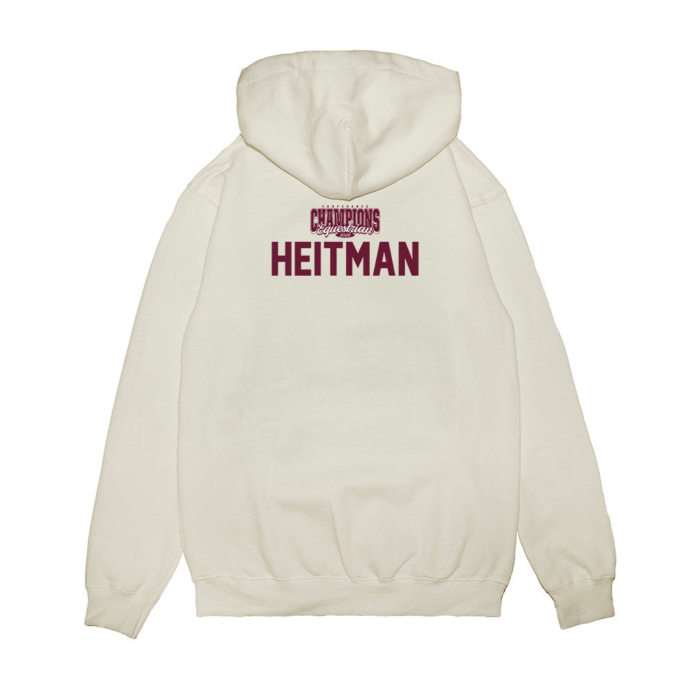Texas A&M - NCAA Equestrian : Kaylynn Heitman - Conference Champions Premium Hooded Sweatshirt-1
