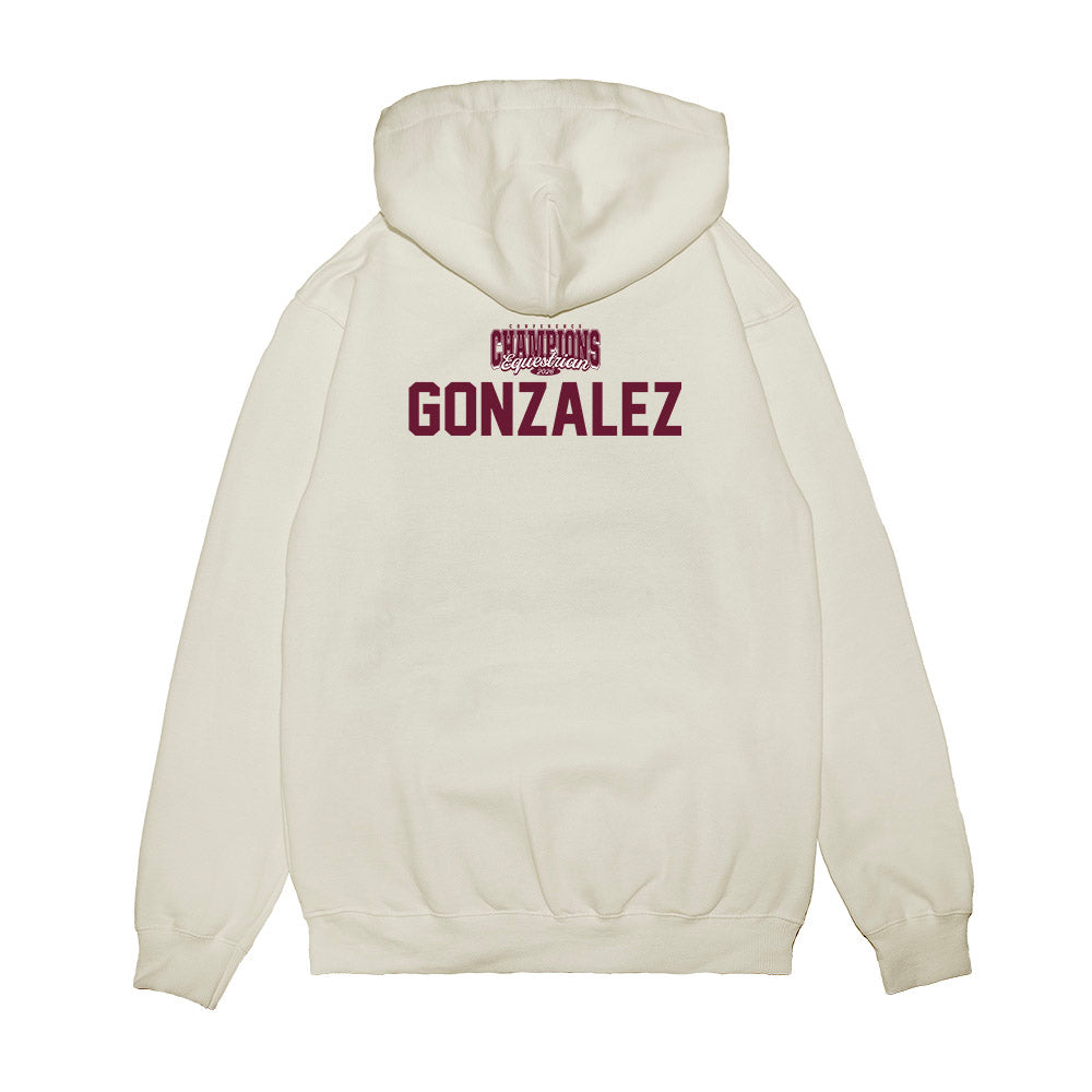 Texas A&M - NCAA Equestrian : Isabelle Gonzalez - Conference Champions Premium Hooded Sweatshirt-1