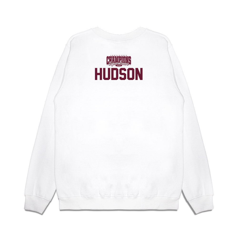 Texas A&M - NCAA Equestrian : Brooke Hudson - Conference Champions Premium Crewneck Sweatshirt-1