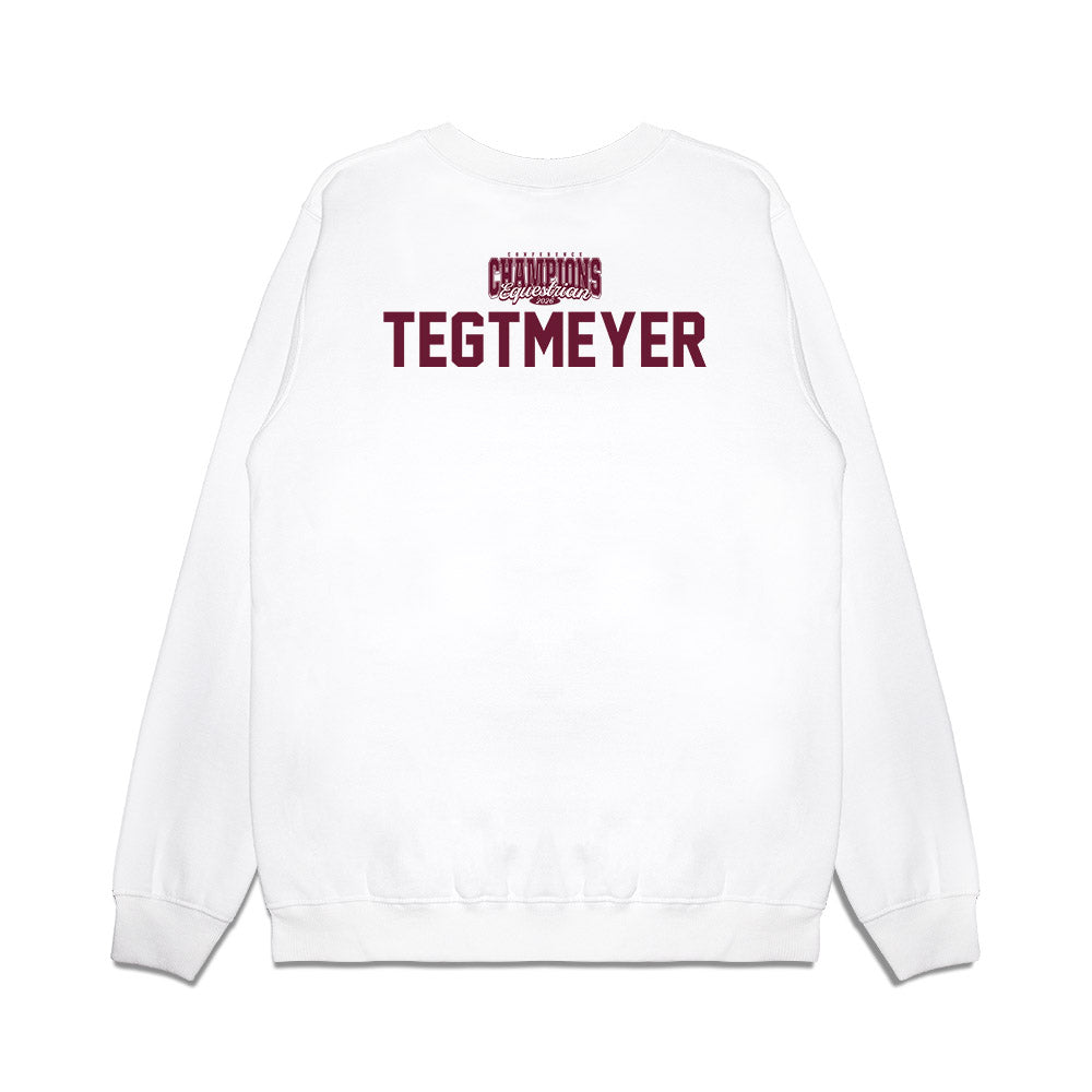 Texas A&M - NCAA Equestrian : Brooke Tegtmeyer - Conference Champions Premium Crewneck Sweatshirt-1