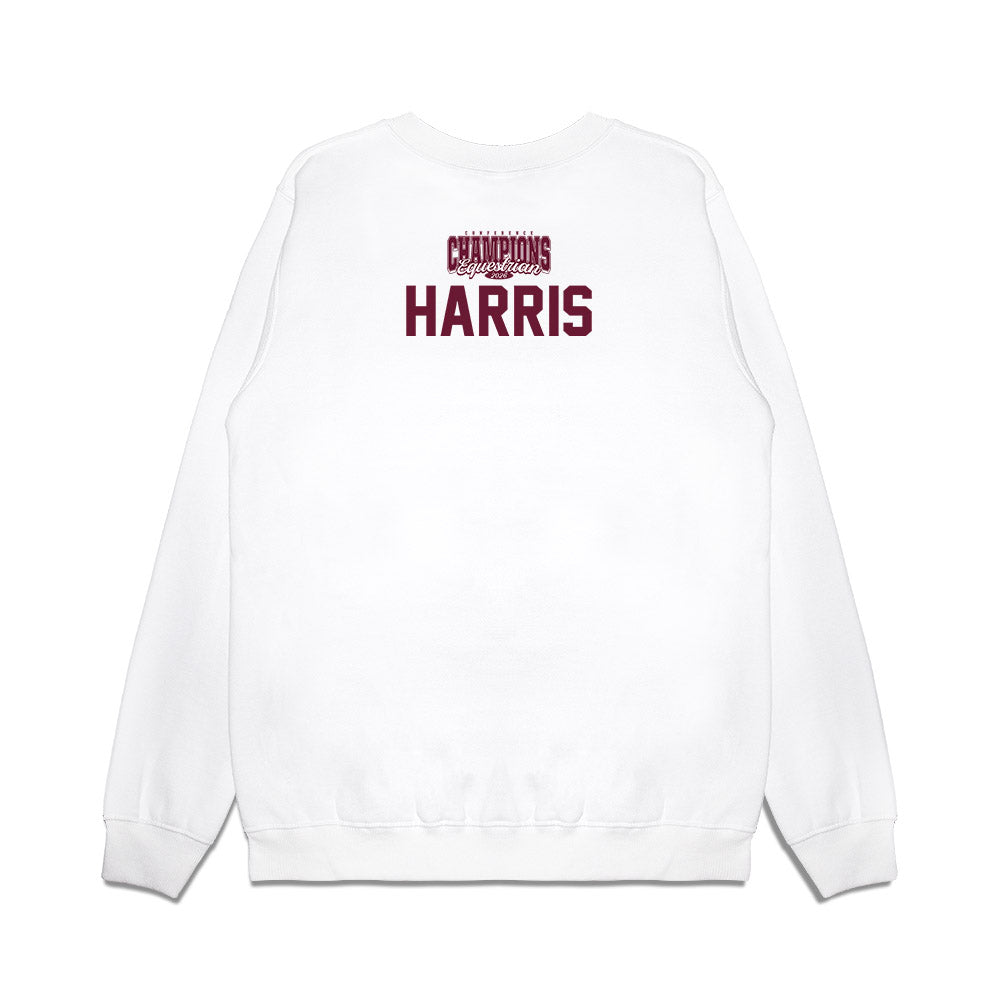 Texas A&M - NCAA Equestrian : Anna Harris - Conference Champions Premium Crewneck Sweatshirt-1