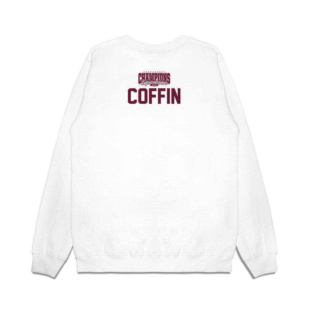 Texas A&M - NCAA Equestrian : Natalie Coffin - Conference Champions Premium Crewneck Sweatshirt-1