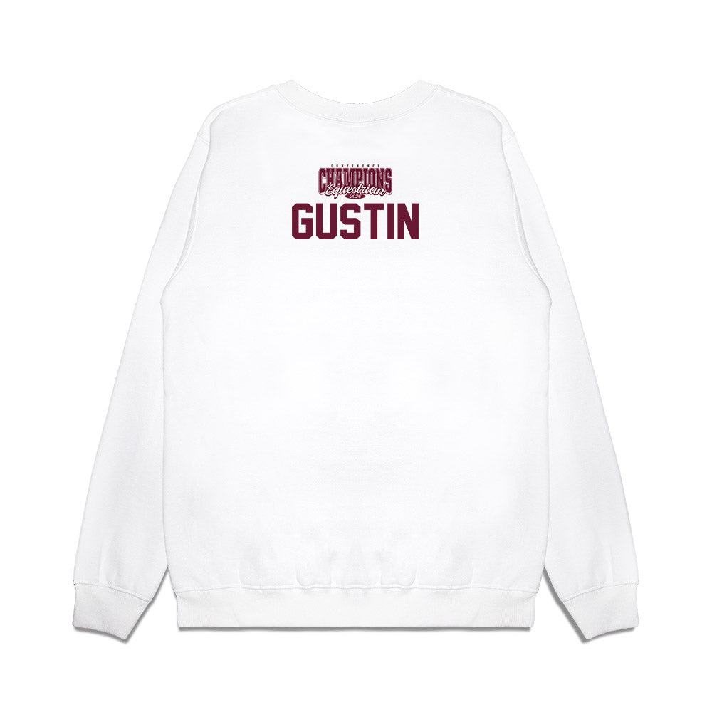 Texas A&M - NCAA Equestrian : Mattie Gustin - Conference Champions Premium Crewneck Sweatshirt-1