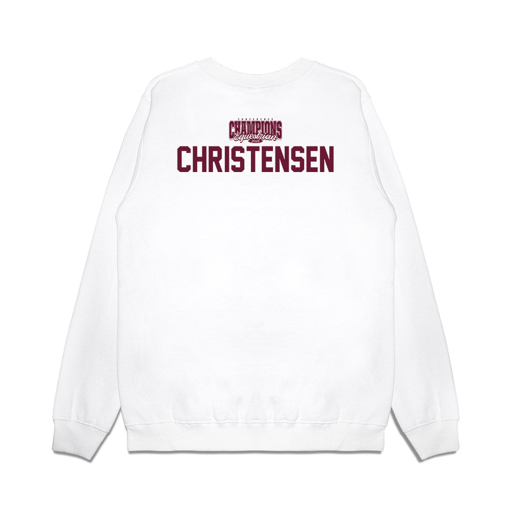 Texas A&M - NCAA Equestrian : Cara Christensen - Conference Champions Premium Crewneck Sweatshirt-1
