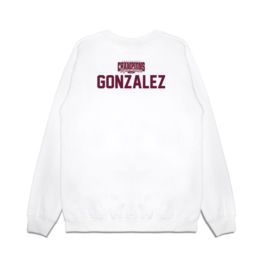 Texas A&M - NCAA Equestrian : Isabelle Gonzalez - Conference Champions Premium Crewneck Sweatshirt-1
