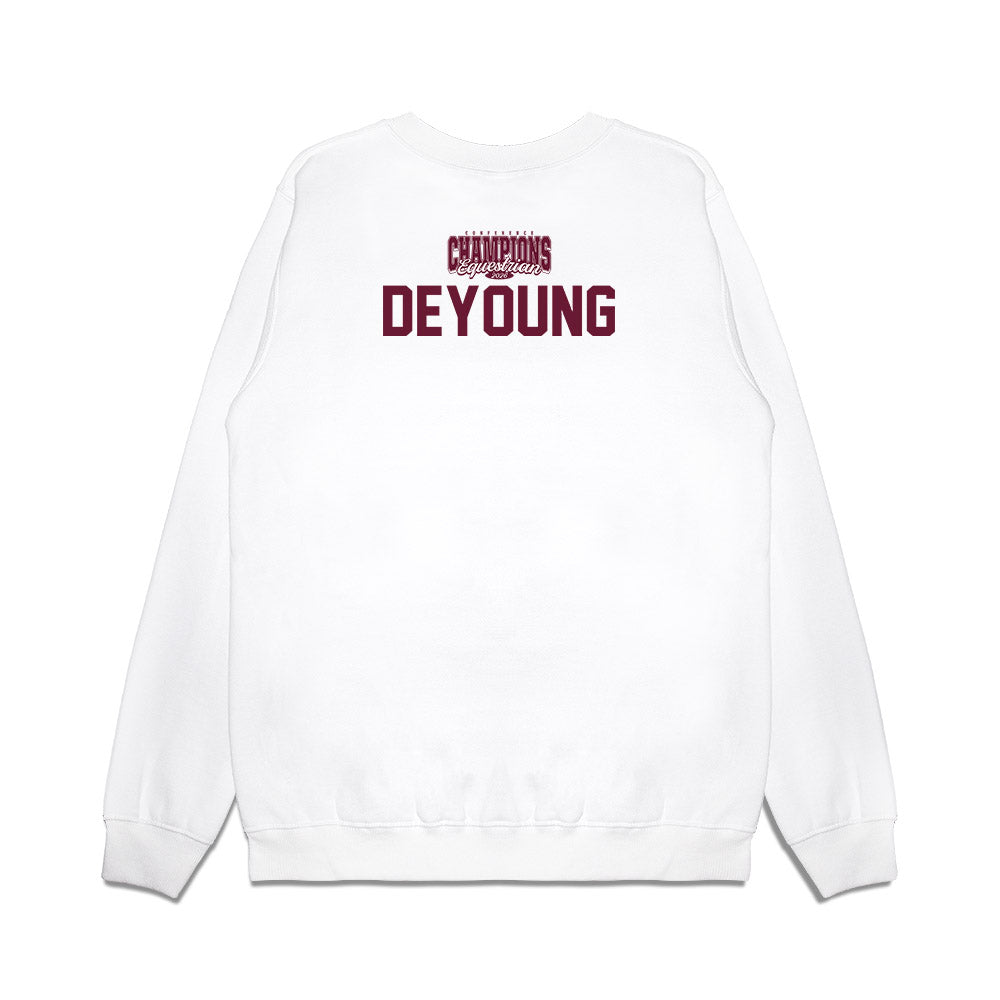 Texas A&M - NCAA Equestrian : Avery Deyoung - Conference Champions Premium Crewneck Sweatshirt-1
