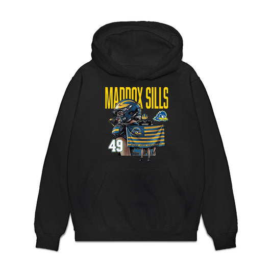 Delaware - NCAA Football : Maddox Sills - Caricature Premium Hooded Sweatshirt-0