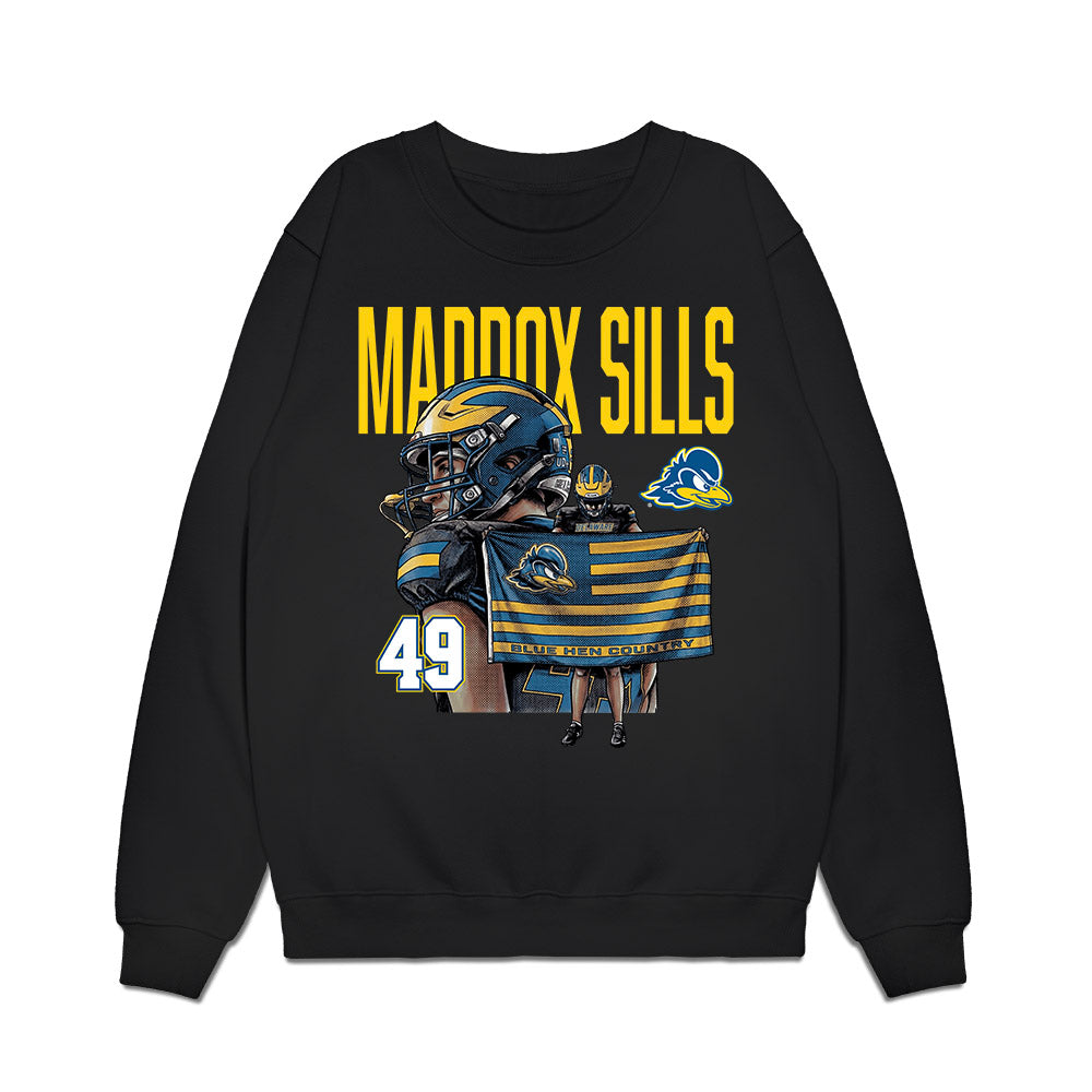 Delaware - NCAA Football : Maddox Sills - Caricature Premium Crewneck Sweatshirt-0