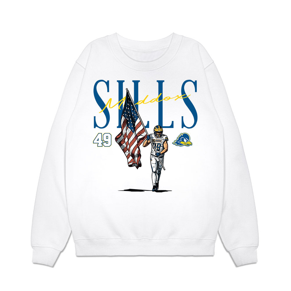 Delaware - NCAA Football : Maddox Sills - Caricature Premium Crewneck Sweatshirt-0