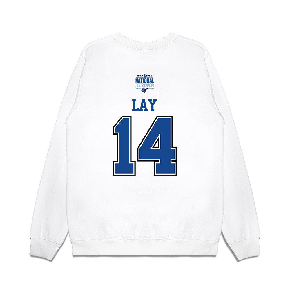 Grand Valley - NCAA Women's Basketball : Avery Lay - DII Back to Back National Champions Premium Crewneck Sweatshirt-1