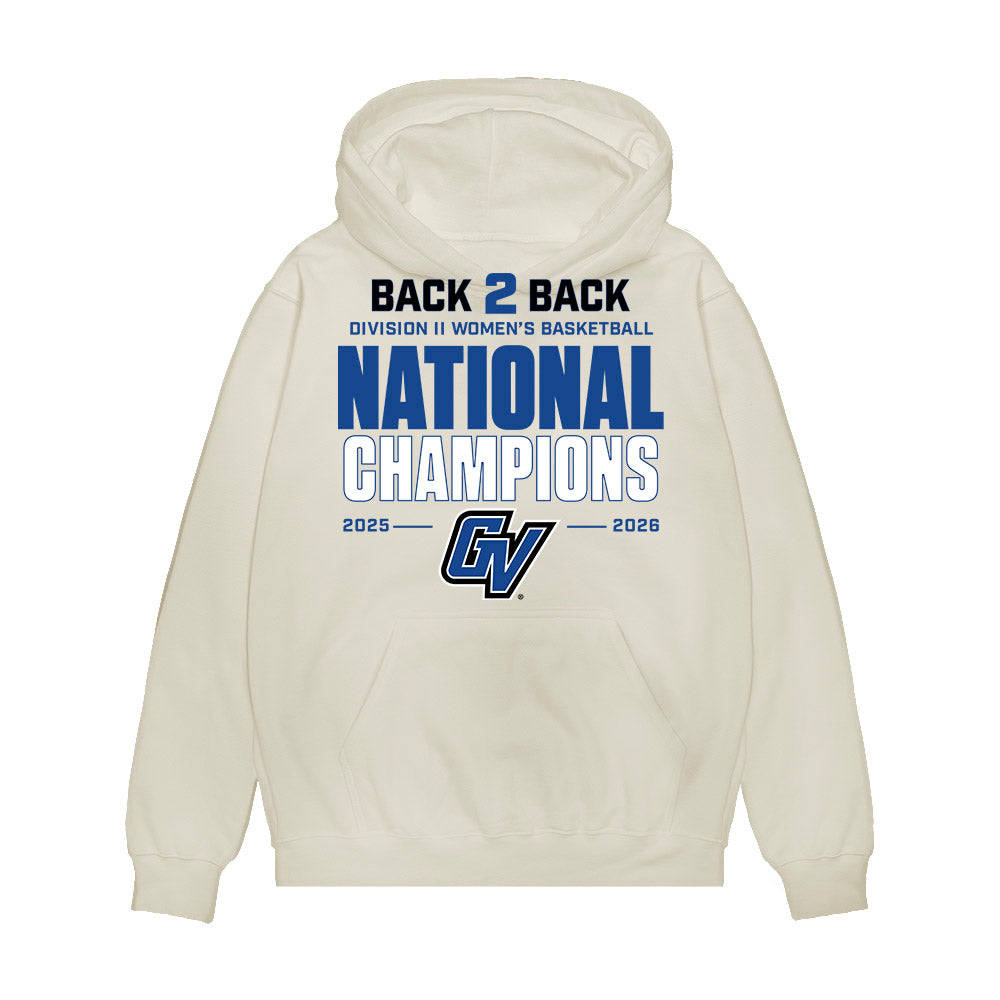 Grand Valley - NCAA Women's Basketball : Nicole Kamin - DII Back to Back National Champions Premium Hooded Sweatshirt-0