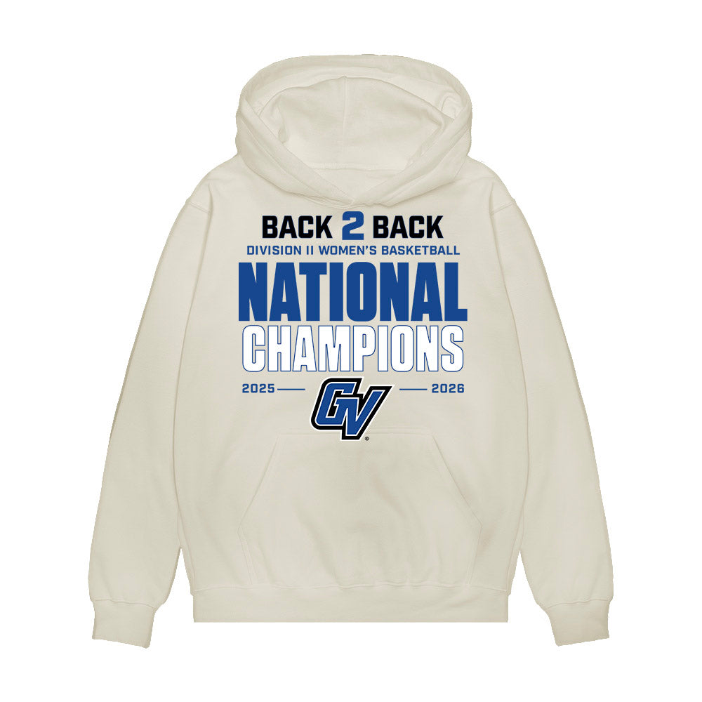 Grand Valley - NCAA Women's Basketball : Avery Lay - DII Back to Back National Champions Premium Hooded Sweatshirt-0