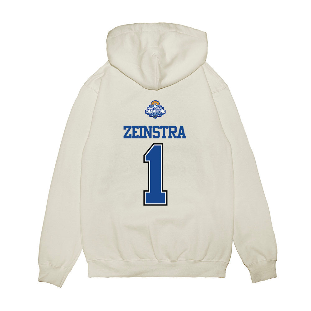 Grand Valley - NCAA Women's Basketball : Avery Zeinstra - 2026 DII Back to Back National Champions Premium Hooded Sweatshirt-1