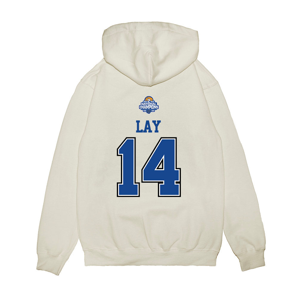 Grand Valley - NCAA Women's Basketball : Avery Lay - 2026 DII Back to Back National Champions Premium Hooded Sweatshirt-1