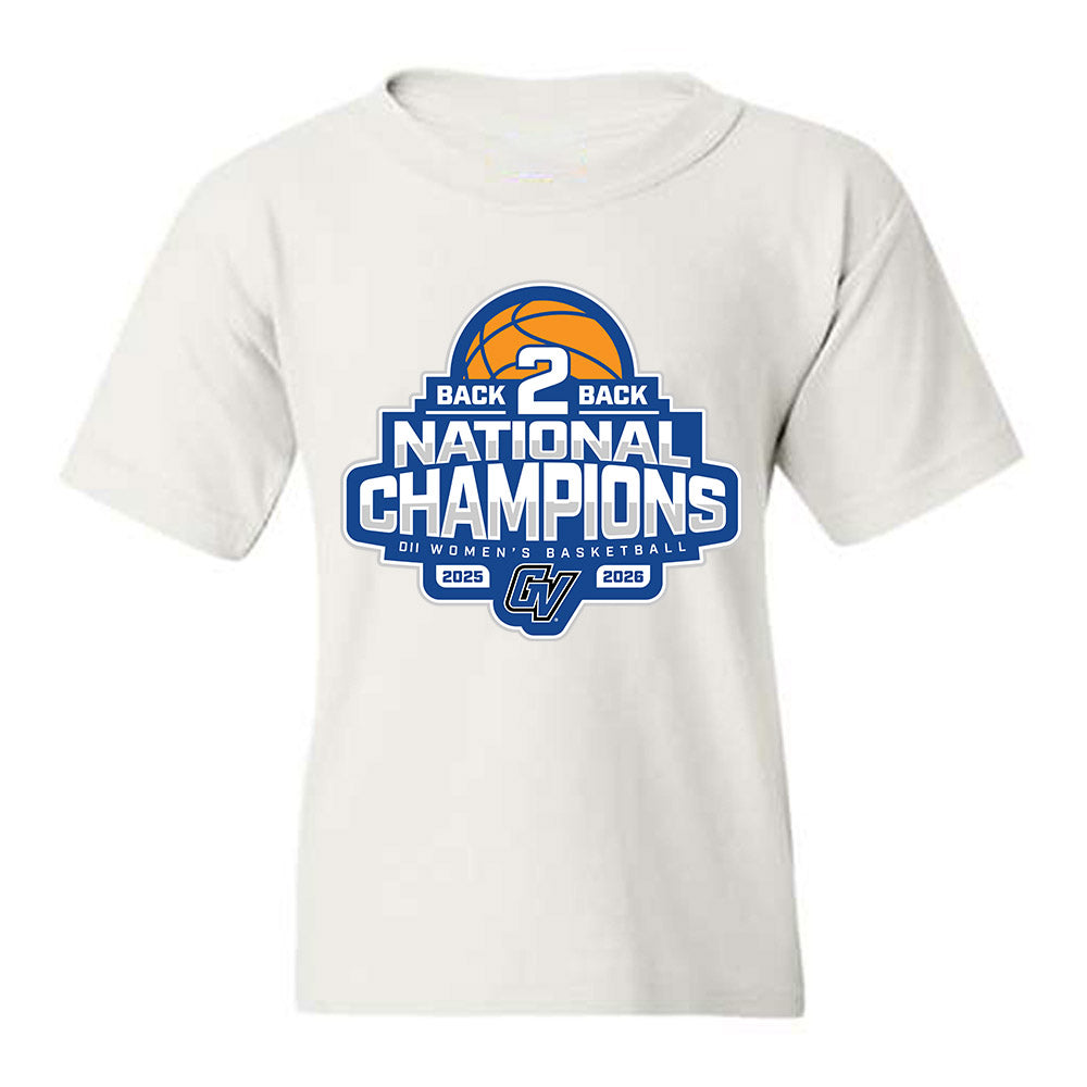 Grand Valley - NCAA Women's Basketball : Lexi Plitzuweit - 2026 DII Back to Back National Champions Youth T-Shirt-0