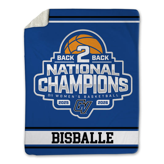 Grand Valley - NCAA Women's Basketball : MacKenzie Bisballe - 2026 Back to Back DII National Champions Blanket-0
