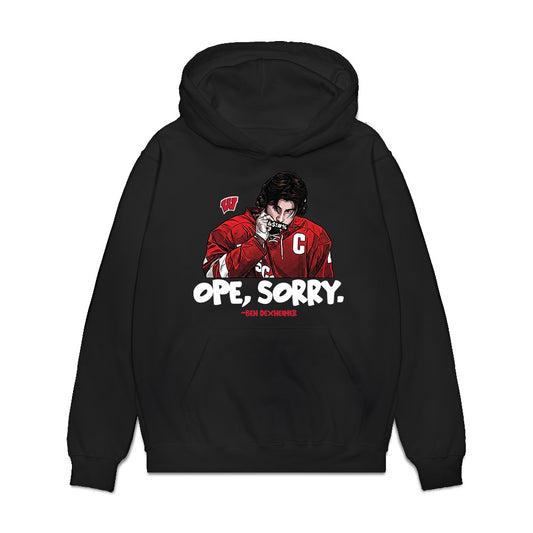 Wisconsin - NCAA Men's Ice Hockey : Ben Dexheimer - Graphic Tee Premium Hooded Sweatshirt-0