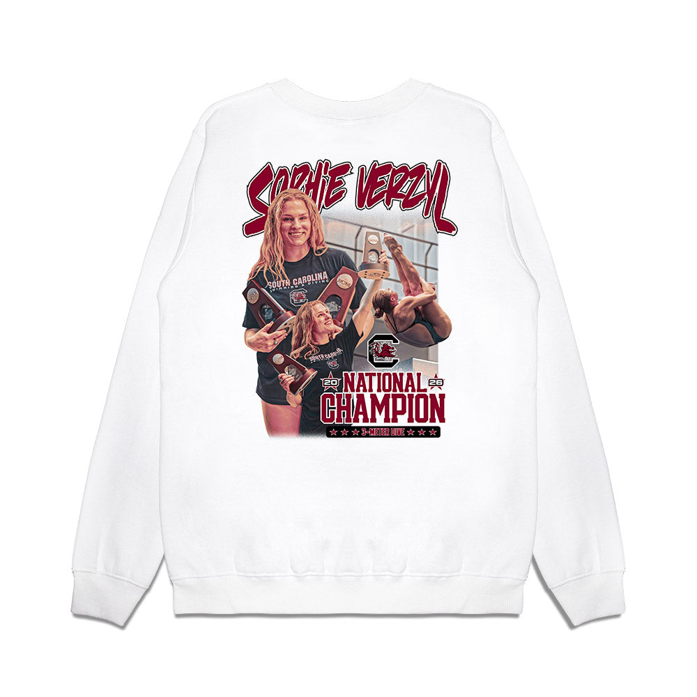 South Carolina - NCAA Women's Swimming & Diving : Sophie Verzyl - Collage Premium Crewneck Sweatshirt-1