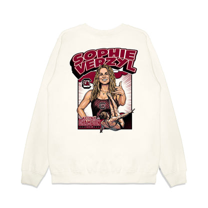 South Carolina - NCAA Women's Swimming & Diving : Sophie Verzyl - National Champion Caricature Premium Crewneck Sweatshirt-1