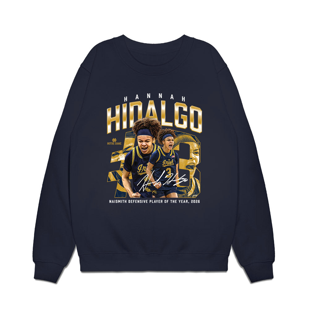 Notre Dame - NCAA Women's Basketball : Hannah Hidalgo - Defensive Player of The Year Premium Crewneck Sweatshirt-0