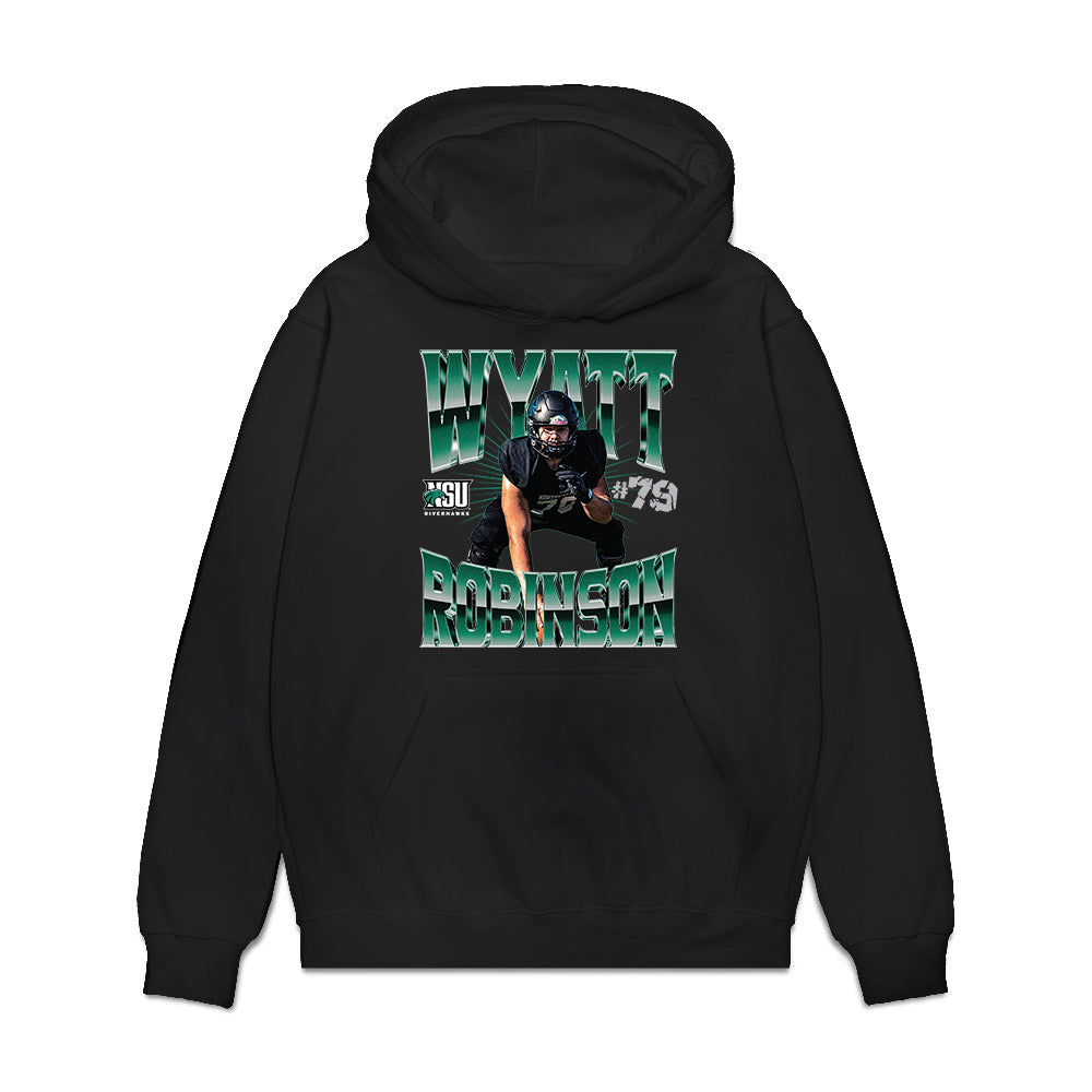 Northeastern State - NCAA Football : Wyatt Robinson - Collage Premium Hooded Sweatshirt-0