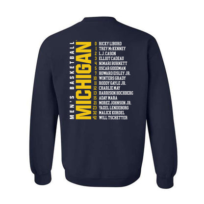 Michigan - NCAA Men's Basketball : Roster Crewneck Sweatshirt-1