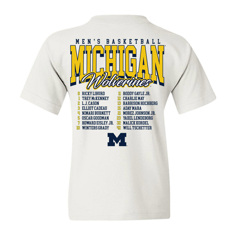 Michigan - NCAA Men's Basketball : Roster Youth T-Shirt-1
