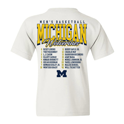 Michigan - NCAA Men's Basketball : Roster Youth T-Shirt-1