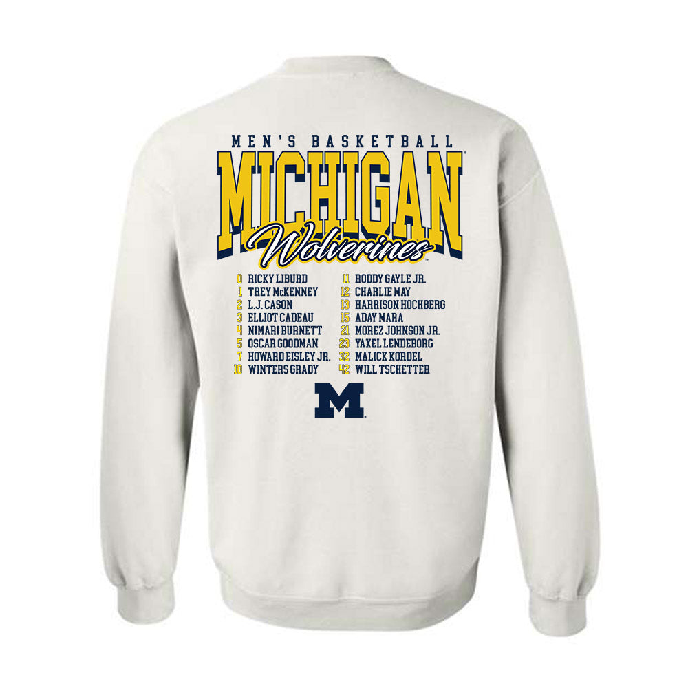 Michigan - NCAA Men's Basketball : Roster Crewneck Sweatshirt-1