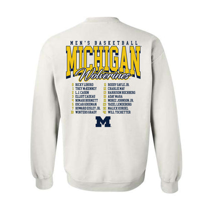 Michigan - NCAA Men's Basketball : Roster Crewneck Sweatshirt-1