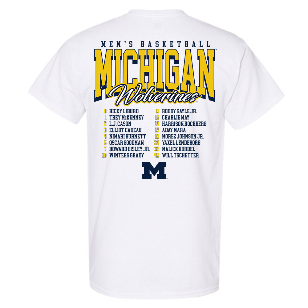 Michigan - NCAA Men's Basketball : Roster T-Shirt-1