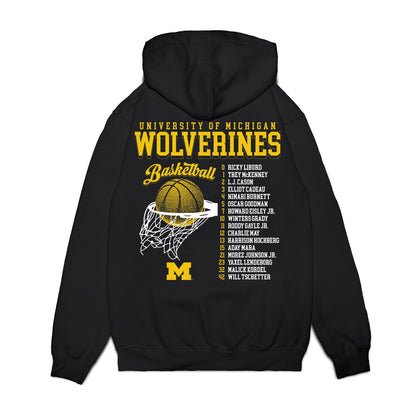 Michigan - NCAA Men's Basketball : Roster Premium Hooded Sweatshirt-1