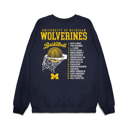 Michigan - NCAA Men's Basketball : Roster Premium Crewneck Sweatshirt-1