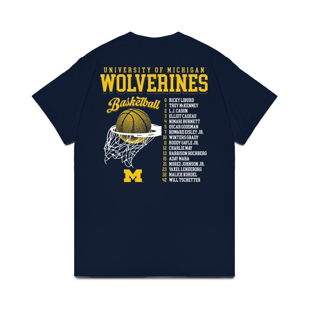Michigan - NCAA Men's Basketball : Roster Comfort Colors T-Shirt-1