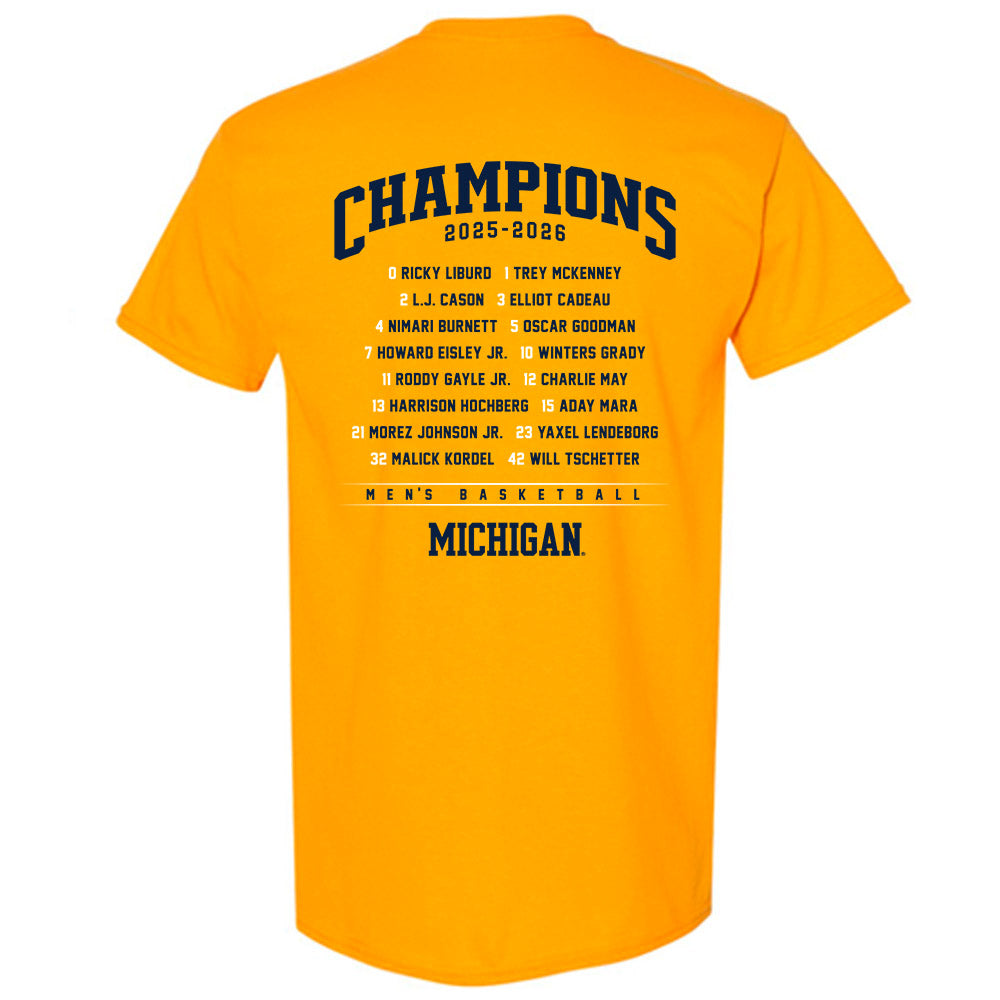 Michigan - NCAA Men's Basketball : Roster T-Shirt-1
