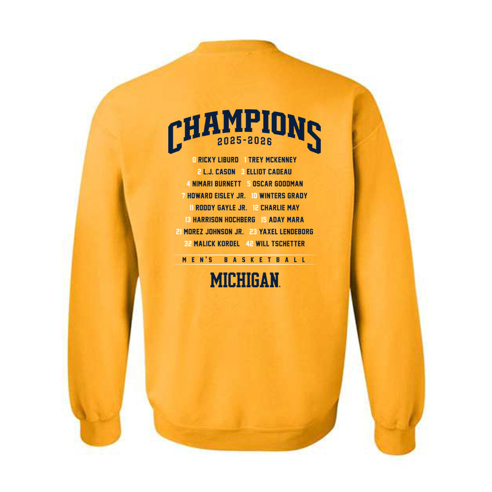 Michigan - NCAA Men's Basketball : Roster Crewneck Sweatshirt-1