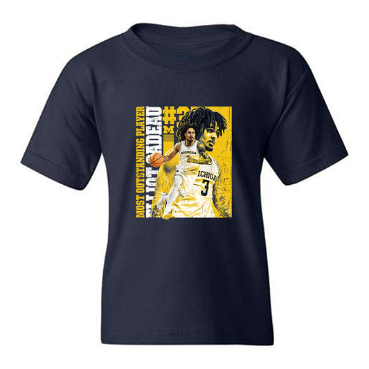 Michigan - NCAA Men's Basketball : Elliot Cadeau - Collage Youth T-Shirt-0