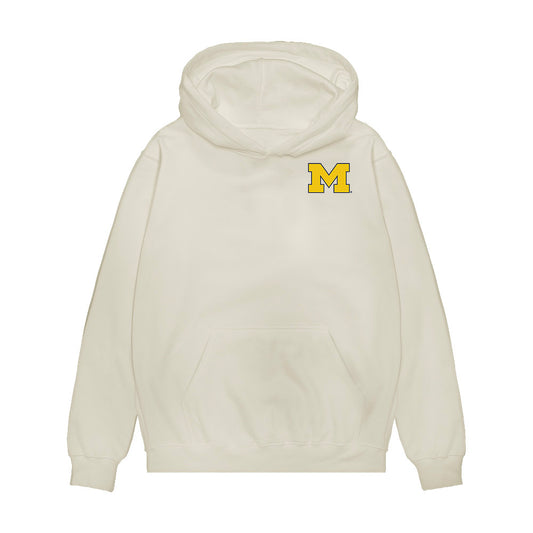 Michigan - NCAA Men's Basketball : Aday Mara & Morez Johnson Jr. & Yaxel Lendeborg - Graphic Premium Hooded Sweatshirt-0