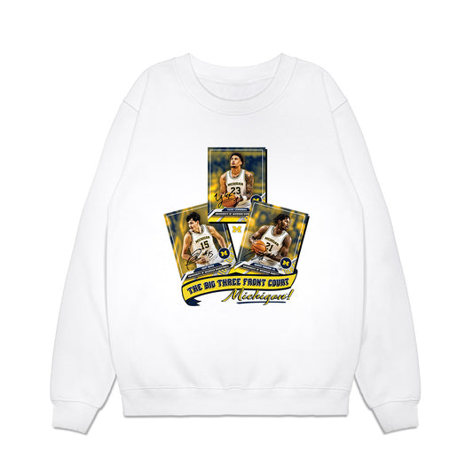 Michigan - NCAA Men's Basketball : Aday Mara & Morez Johnson Jr. & Yaxel Lendeborg - Graphic Premium Crewneck Sweatshirt-0