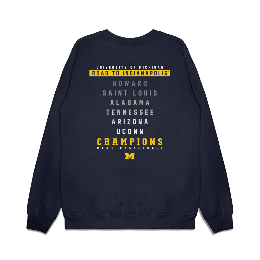 Michigan - NCAA Men's Basketball : Roster Premium Crewneck Sweatshirt-1
