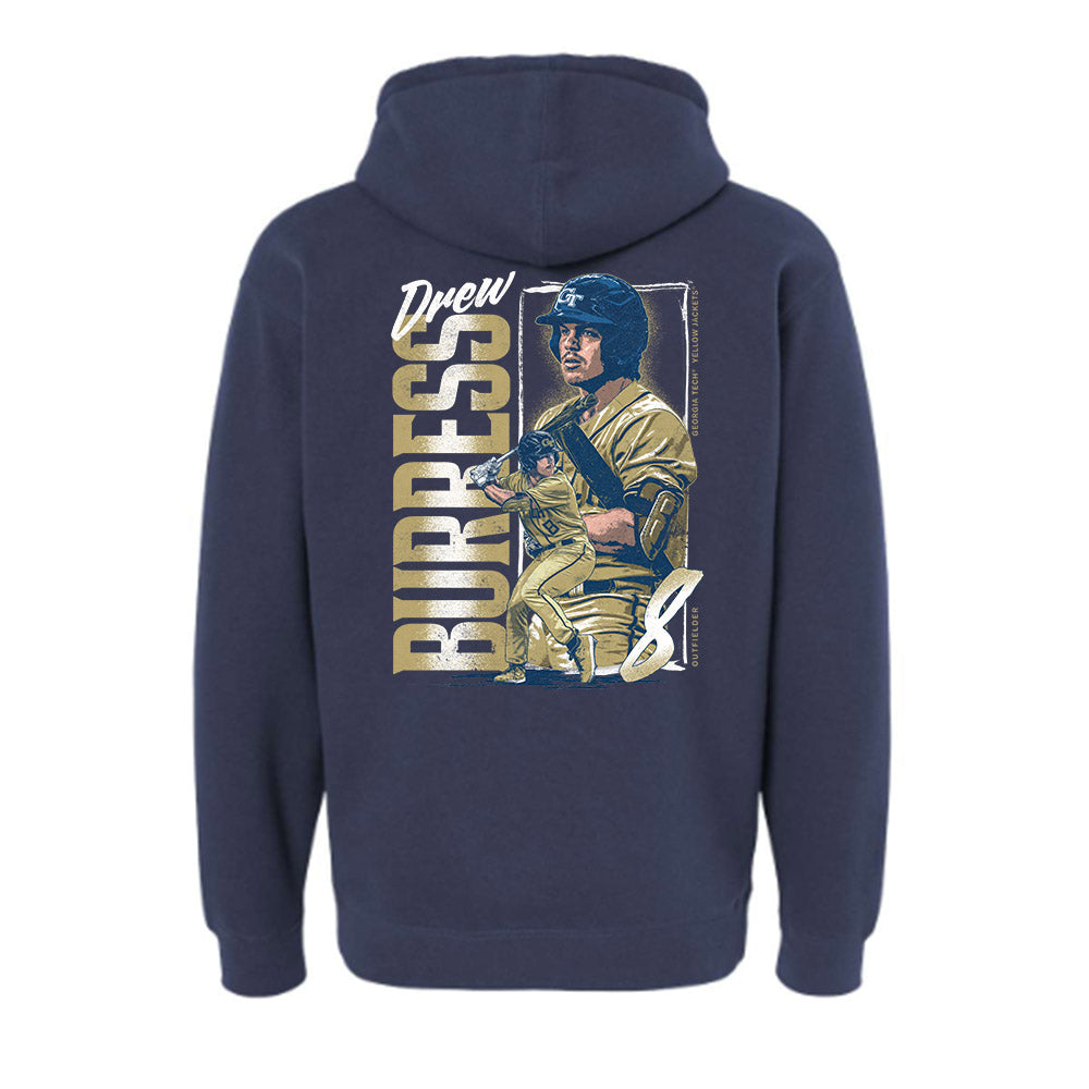 Georgia Tech - NCAA Baseball : Drew Burress - Collage Hooded Pullover Sweatshirt-1