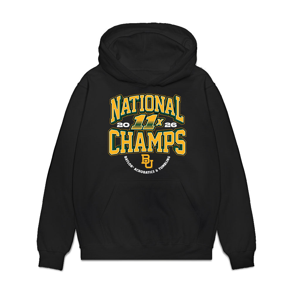 Baylor - Baylor University - NCAA Acrobatics & Tumbling : Kelsey Robinson - National Champions Premium Hooded Sweatshirt-0